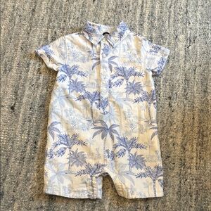 Janie and Jack Blue and White Tropical One Piece